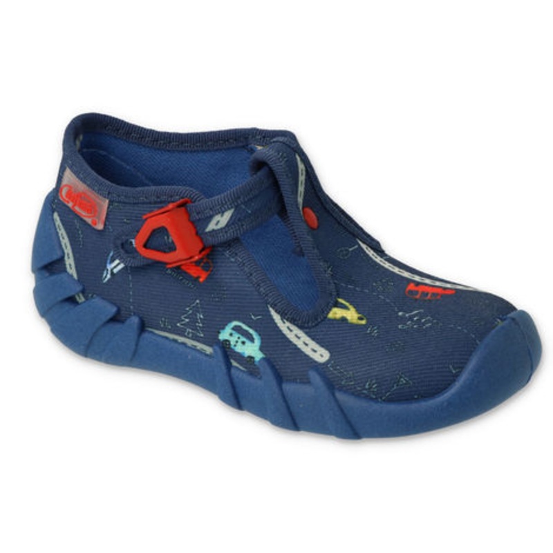 Befado Dark Blue School Slippers with Cars Pattern SPEEDY | 110P461