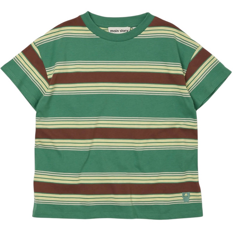 Loose T-Shirt in Bottle Green Stripe by Main Story