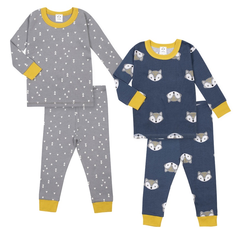 Toddler Boys’ 4-Piece Organic Fox Snug Fit Pajamas