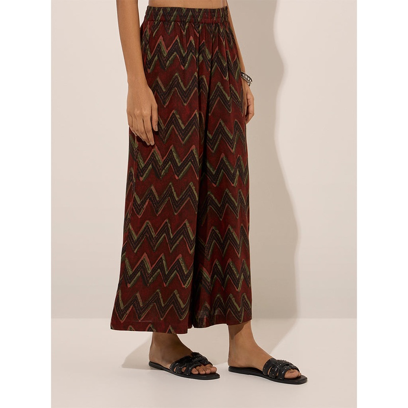 Utsa Rust Chevron Printed Palazzos