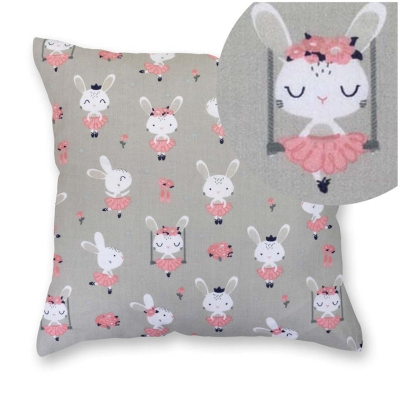 100% Cotton Gray Pillowcase with Bunny Pattern – Poszewka na Poduszk Jasiek | BL-88