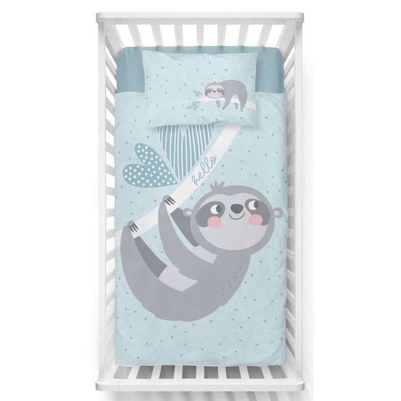 100% Cotton Kids’ Double-Sided Duvet Set with Sloth – 100 x 135 cm | PPG-025