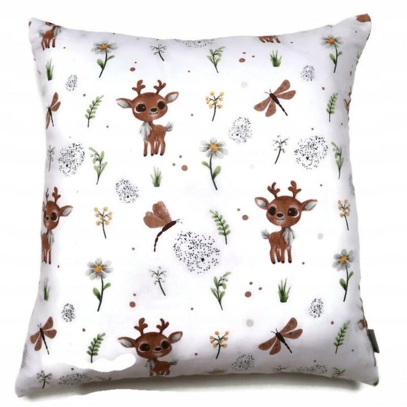 100% Cotton White Pillowcase with Little Deer Pattern – Poszewka na Poduszk Jasiek | 4046baw