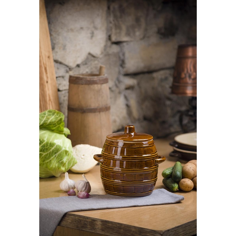 3.2 Liters Stoneware Pickling Crock Pot with Lid – Ogrki | KR-3.2