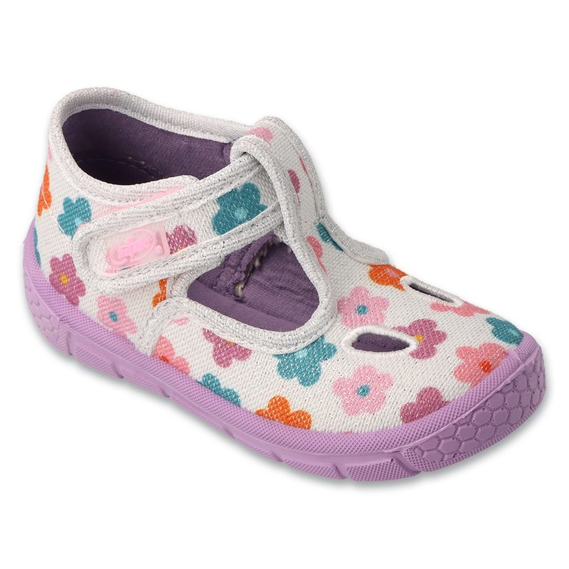 Befado Light Gray Daycare Slippers / Sneakers with Flowers Pattern – HONEY | 630P020