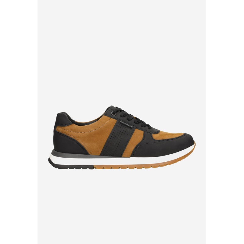 Wojas Black and Light Brown Leather Sneakers | 1013278