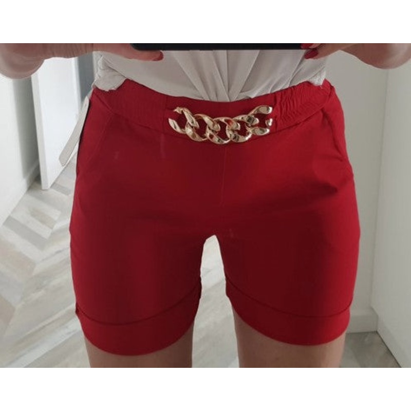 Women’s Shorts with Golden Decorative Chain | HAL-16