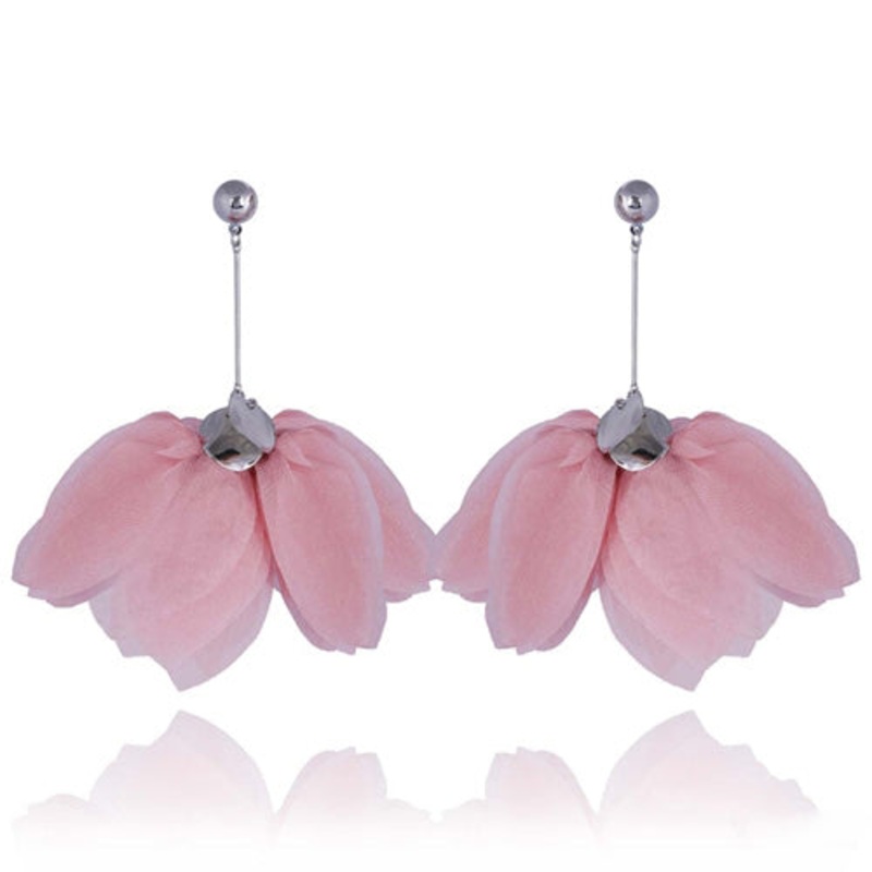 Yvon Dusty Pink Long Satin Earrings | E99186