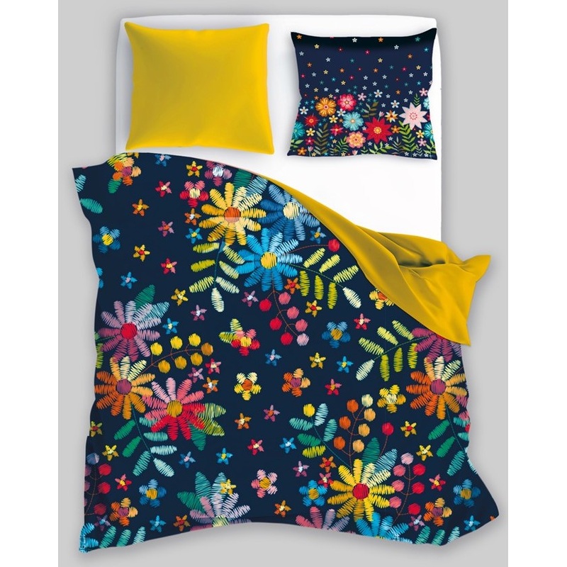 100% Cotton Multicolor Duvet Set with Folk Pattern +/- QUEEN SIZE | PEY-06