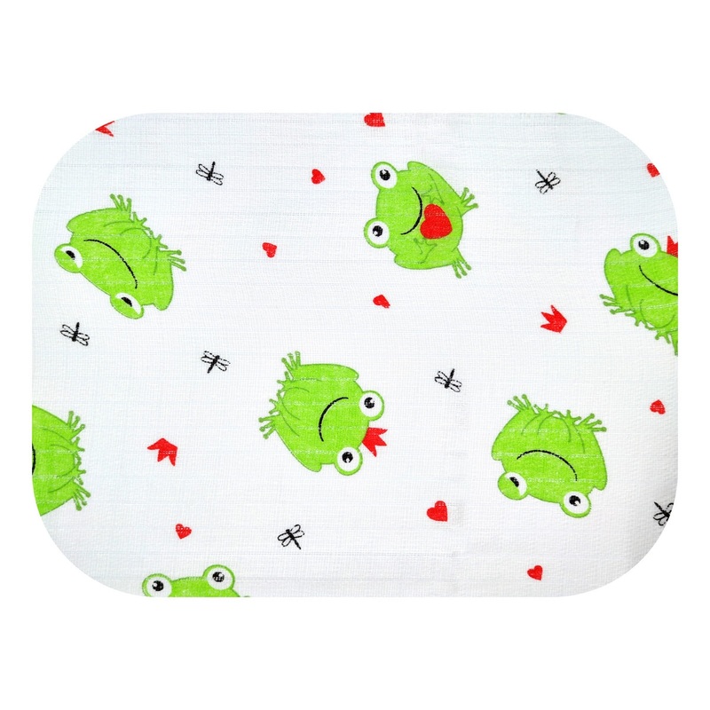 100% Cotton White Baby Swaddle with Funny Frog Print – Pielucha | TD-488