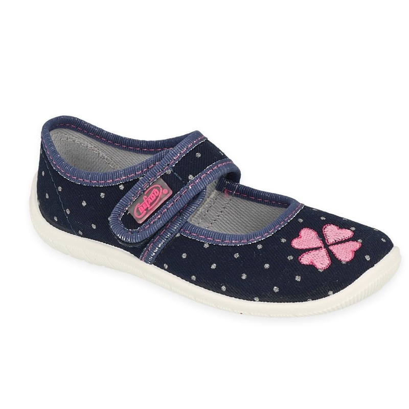 Befado Dark Blue School Slippers with Hearts | 945X465