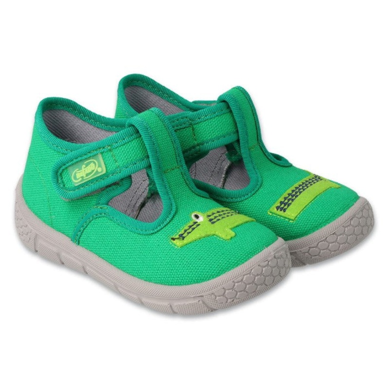 Befado Green Daycare Slippers / Sneakers with Crocodile Pattern HONEY | 631P022