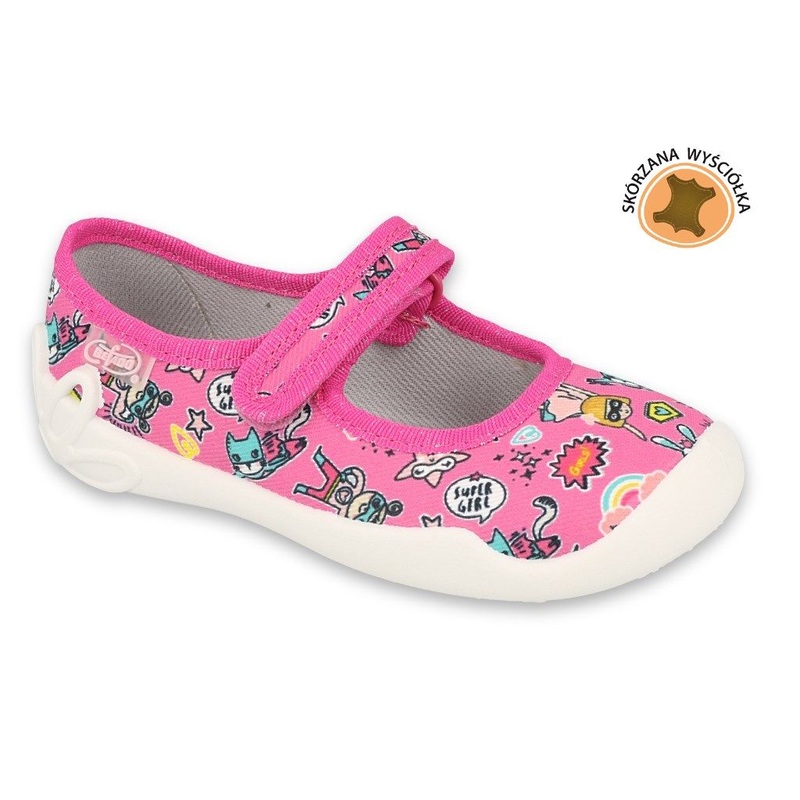 Befado Pink School Slippers with Comic Pattern | 114X483