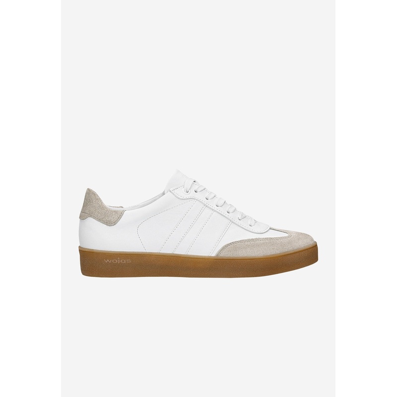 Wojas White and Gray Leather Sneakers | 4630779