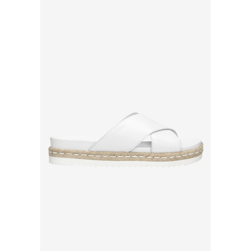 Wojas White Leather Slide Sandals with Jute Twine | 7403559