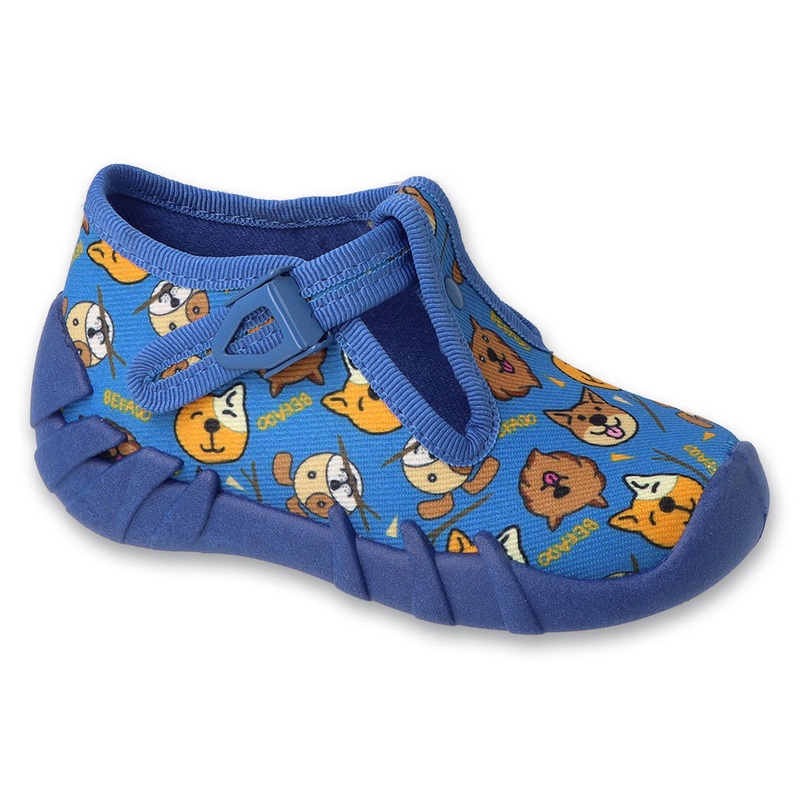 Befado Dark Blue Daycare Slippers / Sneakers with Cat and Dog Pattern SPEEDY | 110P478