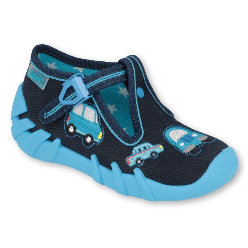 Befado Dark Blue School Slippers with Cars Pattern | 110P405