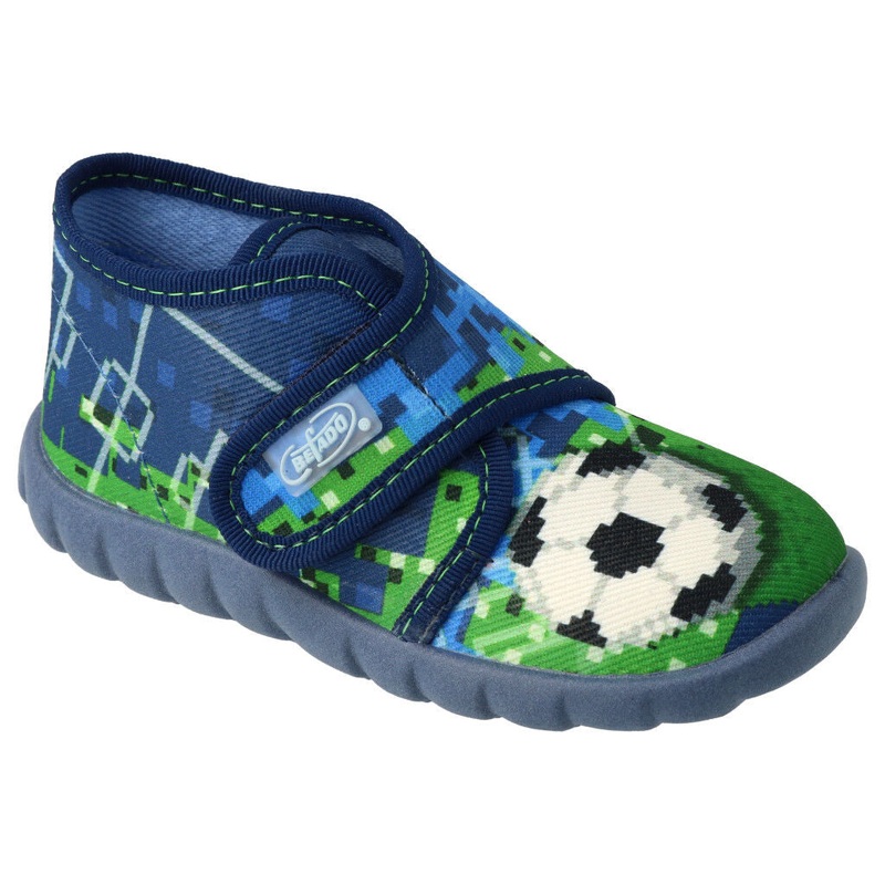 Befado Dark Blue School Slippers with Football Print FLEXI | 465P050