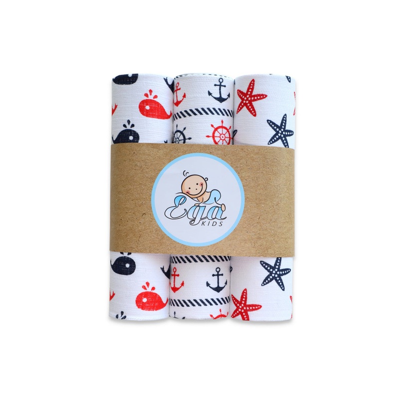 100% Cotton Baby Boy Swaddles Set of 3 – Pieluchy | 2256