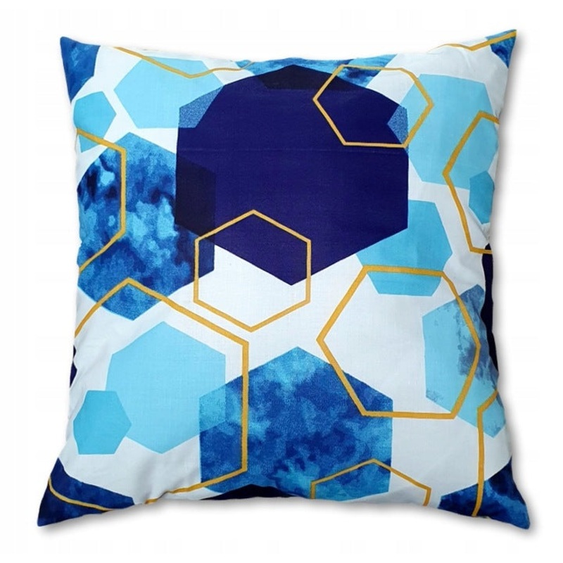 100% Cotton White & Blue Pillowcase with Modern Pattern | IK-08-BL