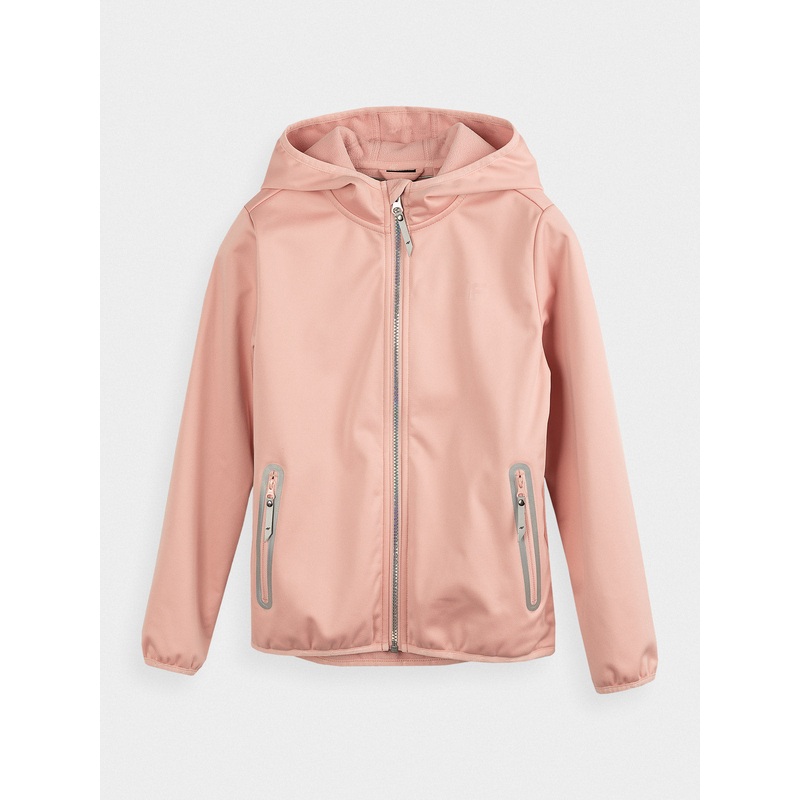 4F Big Girls’ Light Pink Hooded Softshell Jacket | JSFD001
