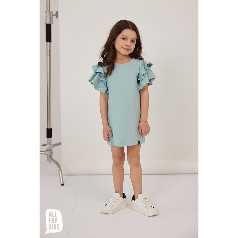 All For Kids Girls’ Mint Ruffled Tunic Dress | S-150