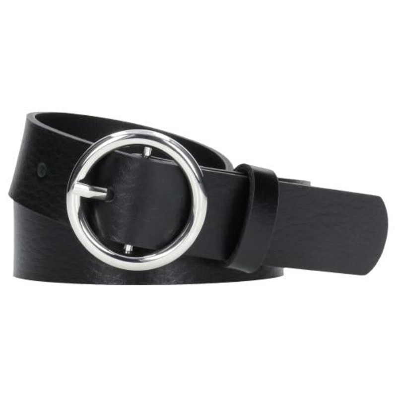 Wojas Women’s Black Leather Belt With Round Buckle | 9973-51