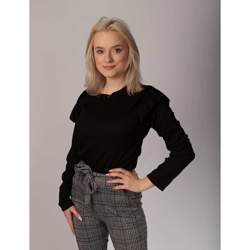 Women’s Ribbed Shirt with Frills | HAL-198