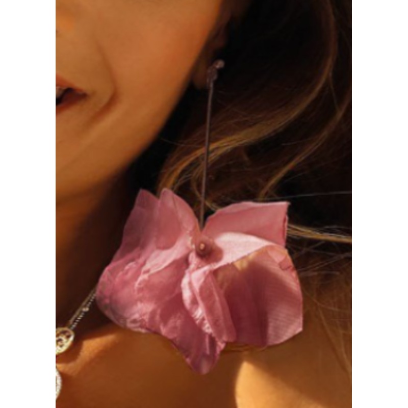 Yvon Golden and Dusty Pink Long Satin Earrings | E99155