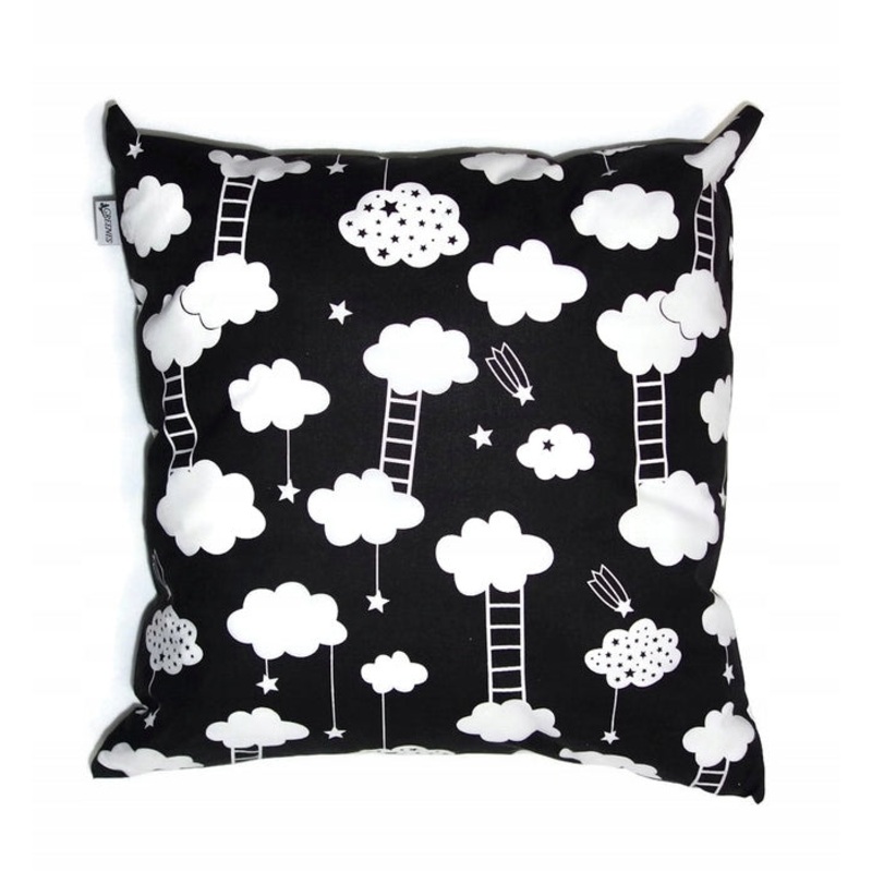 100% Cotton Black Pillowcase with Clouds Pattern – Poszewka na Poduszk Jasiek | 4043baw