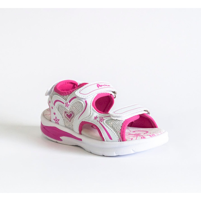 AC Girls’ White and Pink Open-toe Sandals | 482/21-W