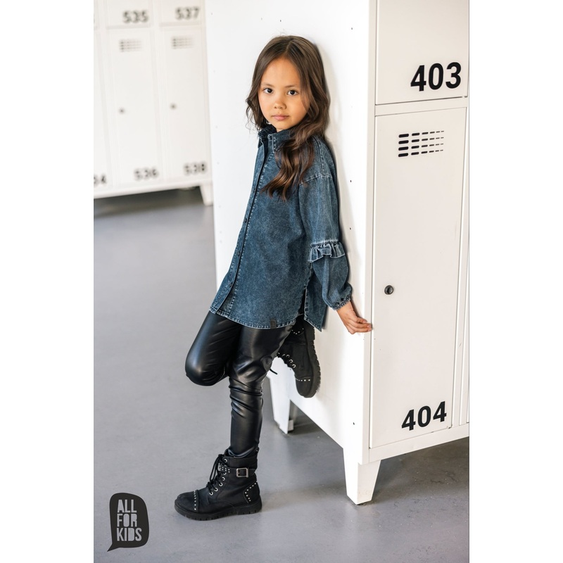 All For Kids Girls’ Black Eco Leather Leggings | S-156