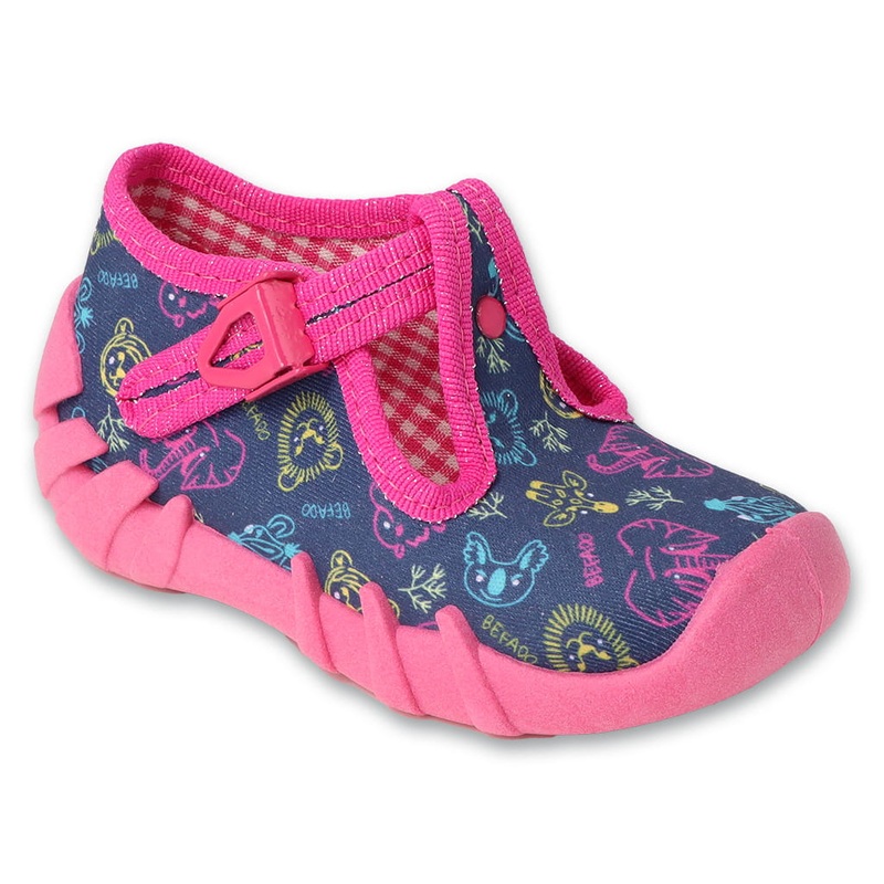 Befado Dark Blue and Pink Daycare Slippers / Sneakers with Animals Pattern – SPEEDY | 110N492