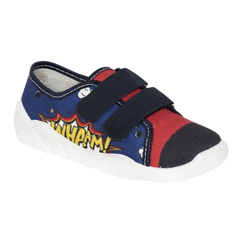 Dark Blue and Red Graphic School Slippers | CEZAR-DB