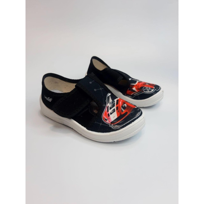 Waldi Black Daycare Slippers / Sneakers with Red Car WIKTOR | 51-574