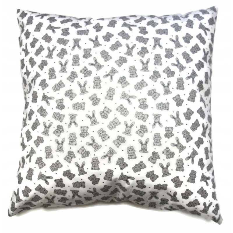 100% Cotton White Pillowcase with Rabbits Pattern – Poszewka na Poduszk Jasiek | 4040baw
