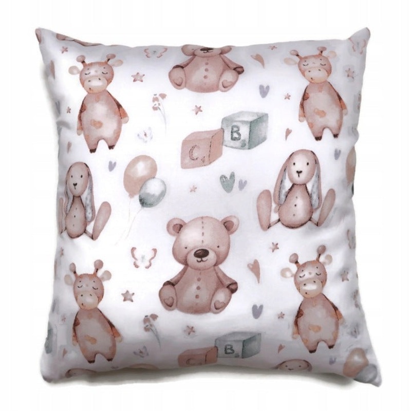 100% Cotton White Pillowcase with Teddy Bear Pattern – Poszewka na Poduszk Jasiek | 4041baw