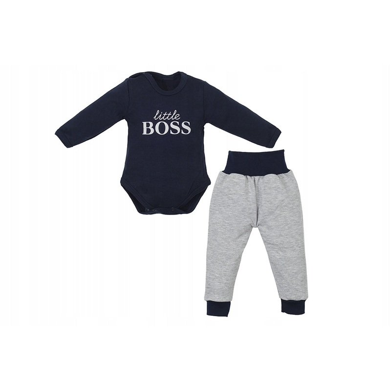 2 in 1 Dark Blue Bodysuit and Gray Pants Set – Little Boss | Z-004