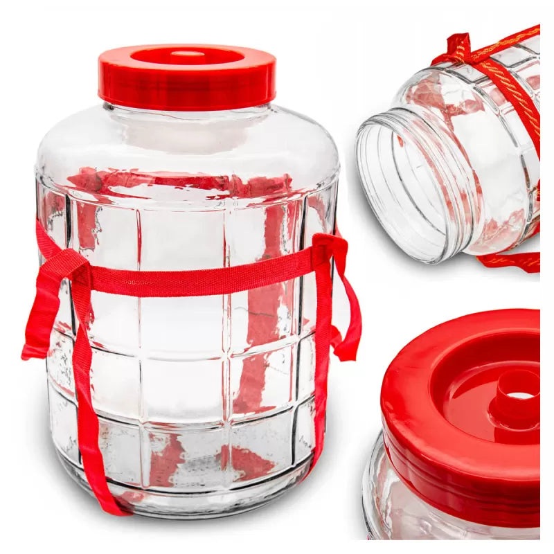 23 Liters Glass Jar with Lid and Strap Handles | 9922-23l