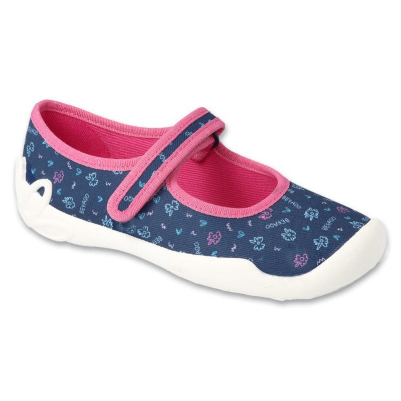 Befado Dark Blue Daycare Slippers / Sneakers with Flowers Pattern – BLANCA | 114X517