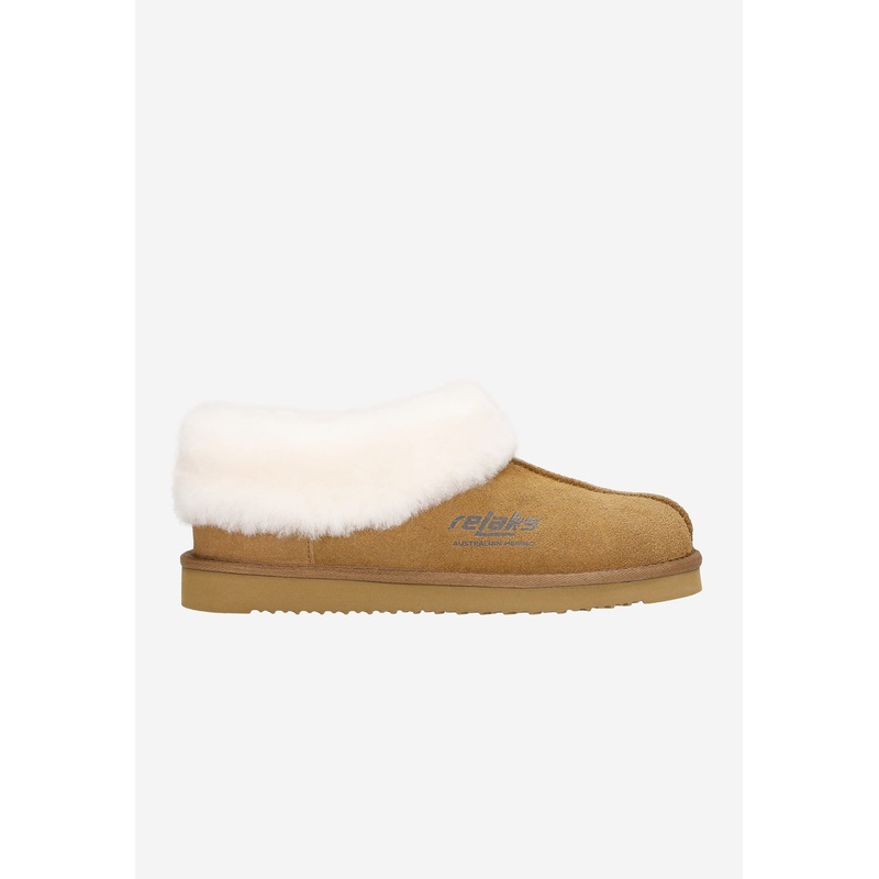 Wojas RELAKS Women’s Light Brown Leather Slippers with Merino Wool | 3400064