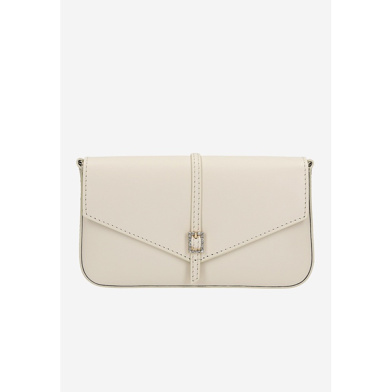 Wojas White Leather Crossbody Bag with Decorative Crystals | 8030250