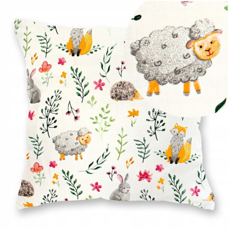100% Cotton White Pillowcase with Cute Animals Pattern – Poszewka na Poduszk Jasiek | BL-241
