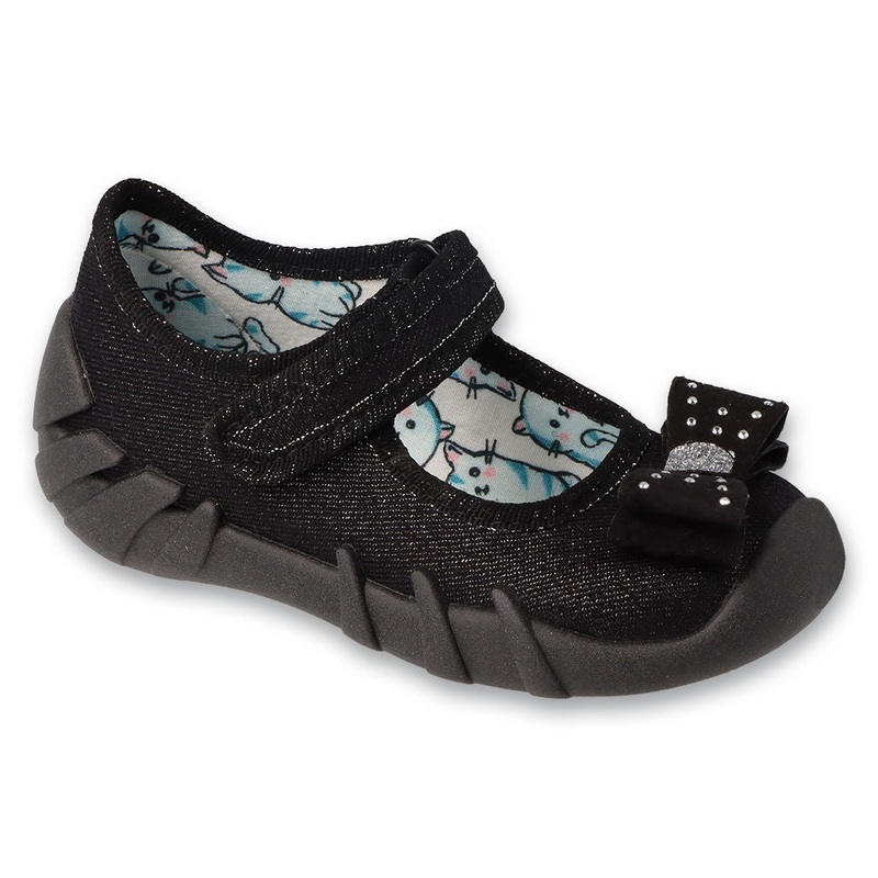 Befado Black Daycare Slippers with Bow SPEEDY | 109P146