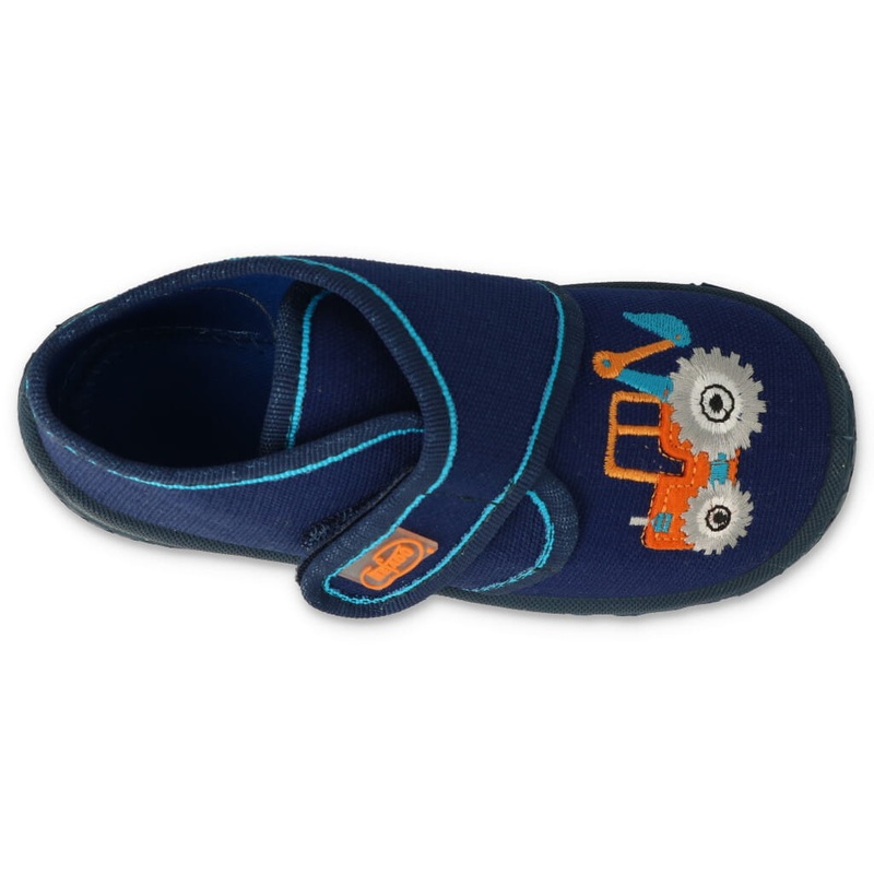 Befado Dark Blue Daycare Slippers / Sneakers with Excavator Pattern HONEY| 538P089