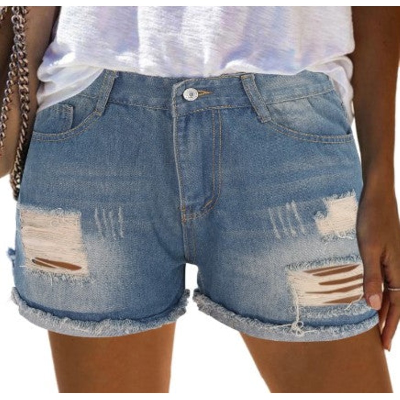 Women’s Oversized Ripped Soft Jeans Shorts | HAL-888