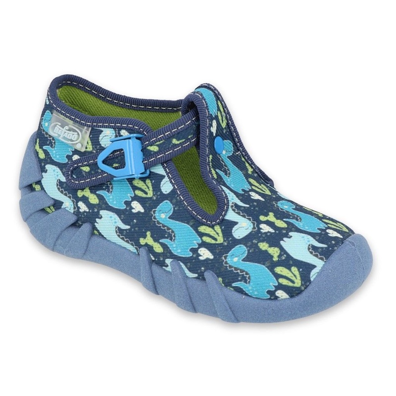 Befado Dark Blue School Slippers with Dinosaur Pattern SPEEDY | 110P448