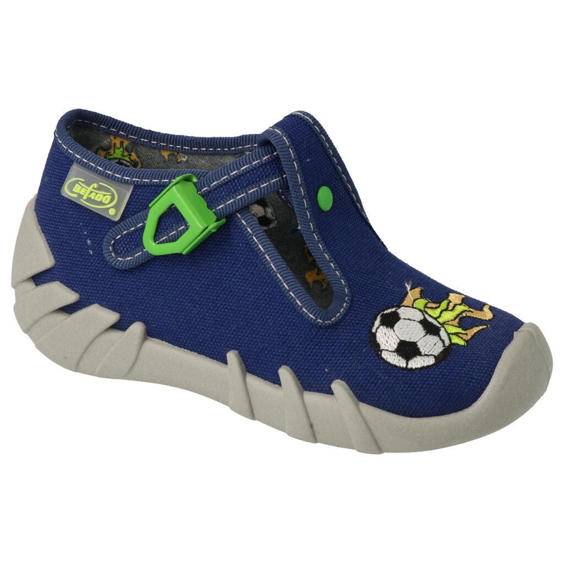 Befado Dark Blue School Slippers with Soccer Ball SPEEDY | 110P445