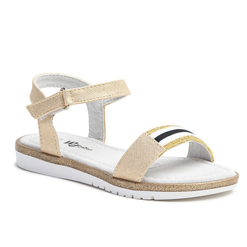 Wojtyko Big Girls’ Golden Open-toe Sandals with Stripes | 5S1149-GO