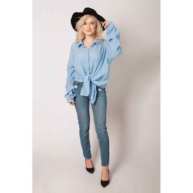 100% Cotton Tied Gauze Shirt with Buttons | HAL-26